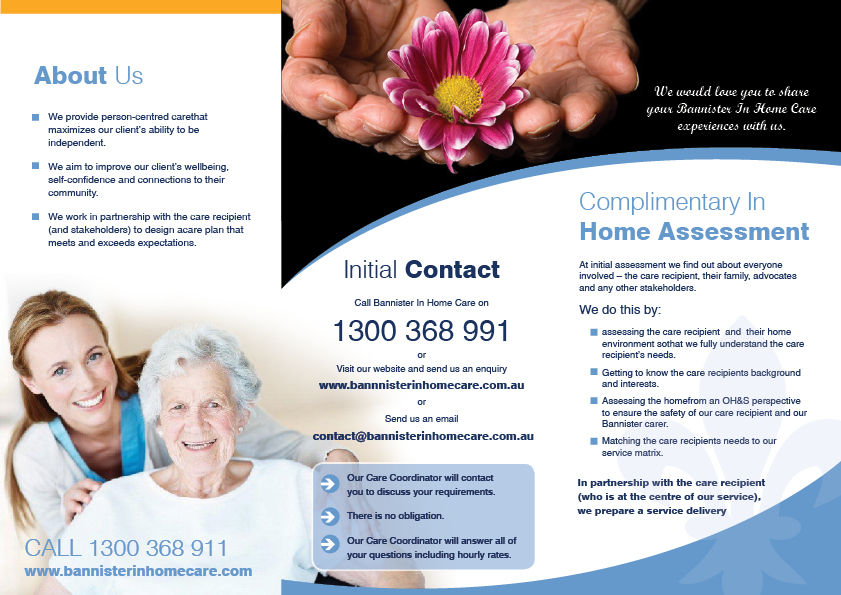 Diseño de Flyer por rkailas para Bannister In Home Care | Diseño #1917611