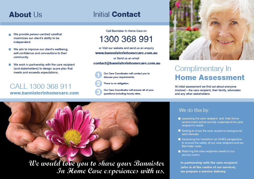 Diseño de Flyer por rkailas para Bannister In Home Care | Diseño #1917778