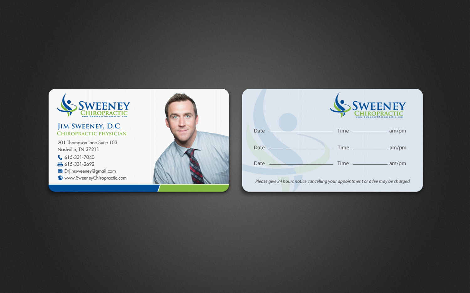 Business Card Design by chandrayaan.creative for Sweeney Chiropractic | Design #7816569