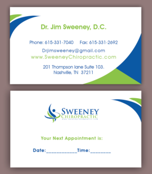 Diseño de Tarjeta de Presentación por shyamalart para Sweeney Chiropractic | Diseño #7733153