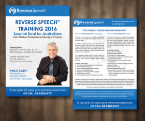 A5 flier for Reverse Speech Training Class 2016