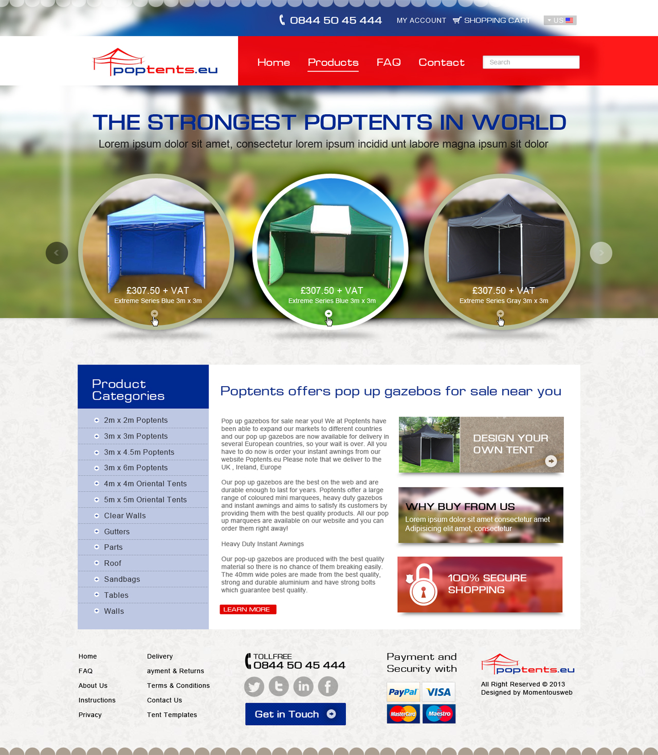 Web Design par AVROM pour Poptents.eu | Design #1914487