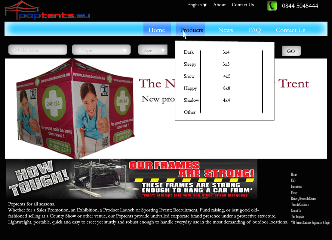 Web Design by ANWAR for Poptents.eu | Design #1916240