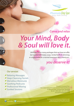 Poster Design by Craig Steel Design for Phomola Day Spa | Design: #388410
