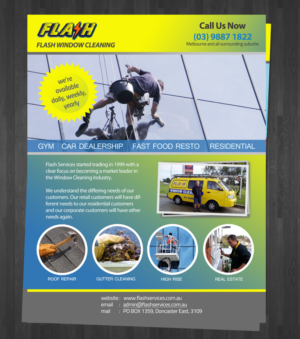 Diseño de Flyer por dayzign para Flash Window Cleaning | Diseño: #8390411