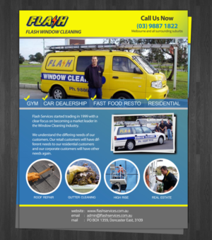 Diseño de Flyer por dayzign para Flash Window Cleaning | Diseño: #8390766