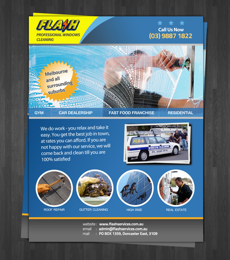 Diseño de Flyer por dayzign para Flash Window Cleaning | Diseño #8400921