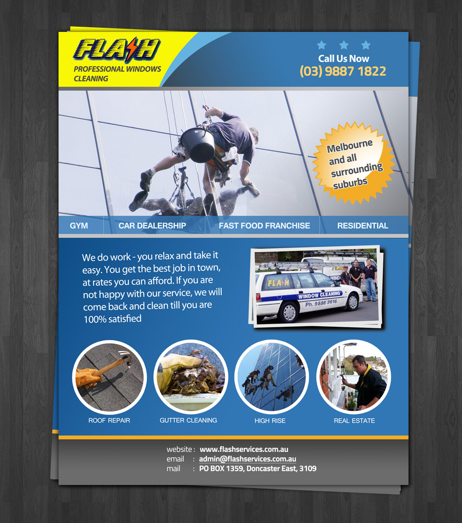 Flyer Design by dayzign for Flash Window Cleaning | Design #8400923