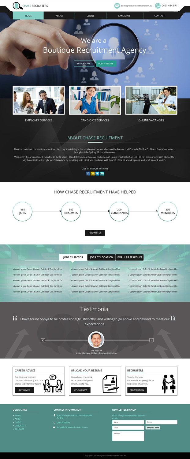 Web Design by SJ-Designer for Chase Recruitment | Design #7794669