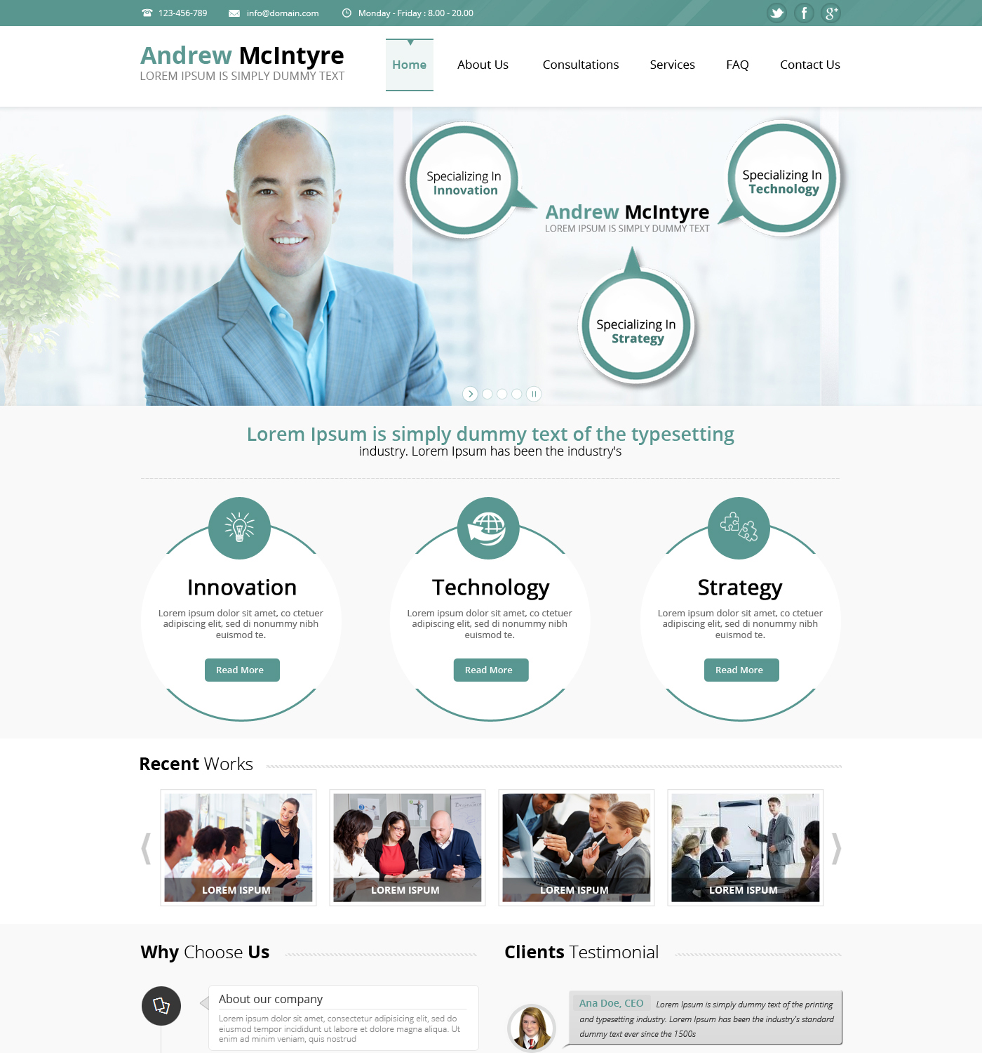 Web Design by Nur Mohammad for Andrew McIntyre Consultancy | Design #1934297