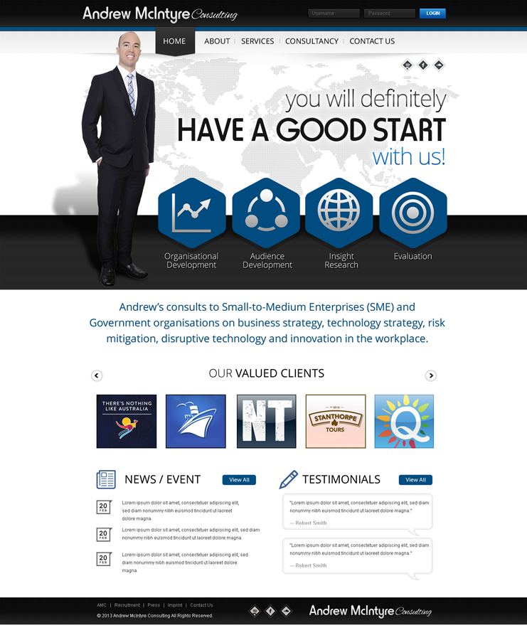 Web Design par Behriatech pour Andrew McIntyre Consultancy | Design #1941553