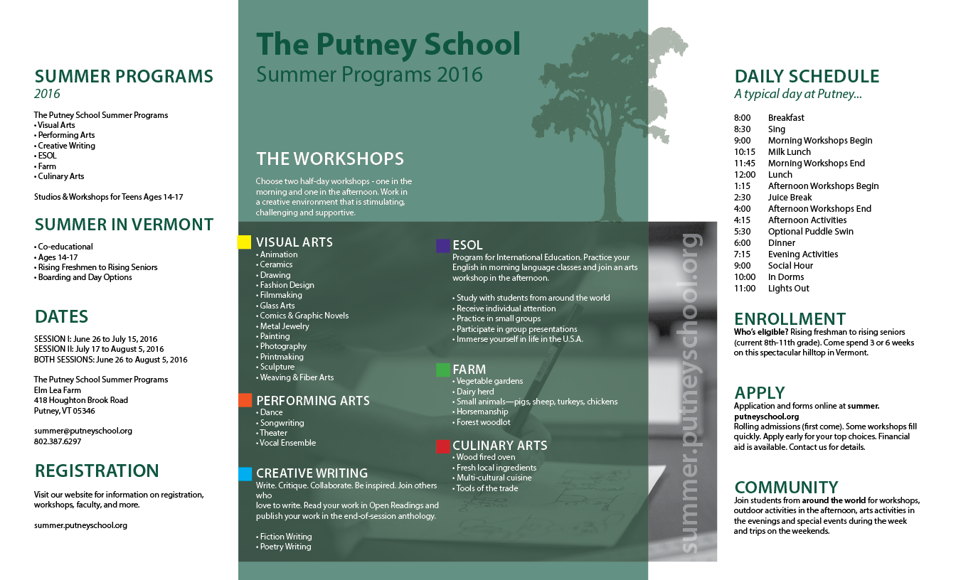 Brochure Design by Ellen Exposurepdp for The Putney School Summer Programs | Design #7790449