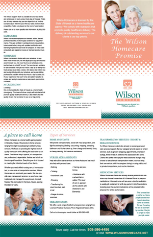 Diseño de Brochure por JessicaD para Wilson Care Group | Diseño #1973026