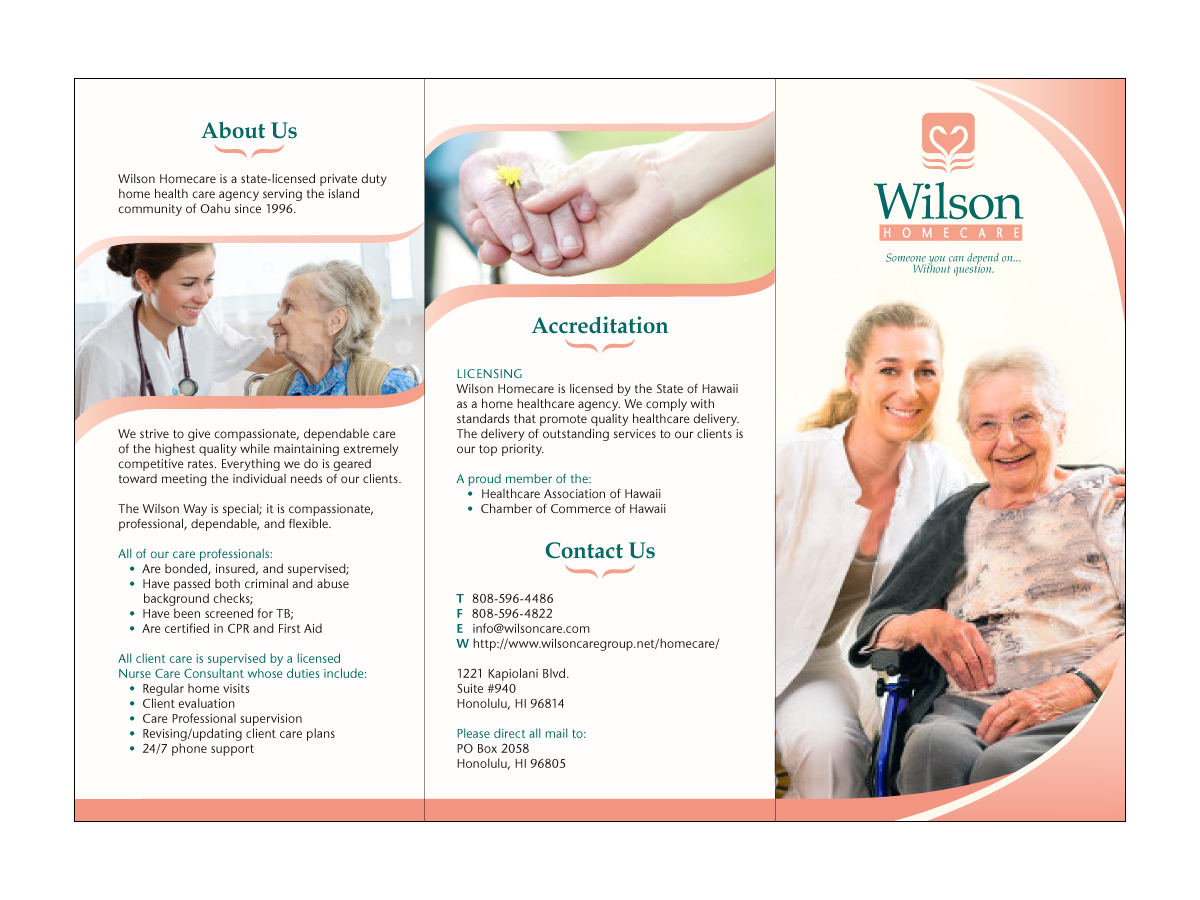 Diseño de Brochure por shuuichi para Wilson Care Group | Diseño #1924701