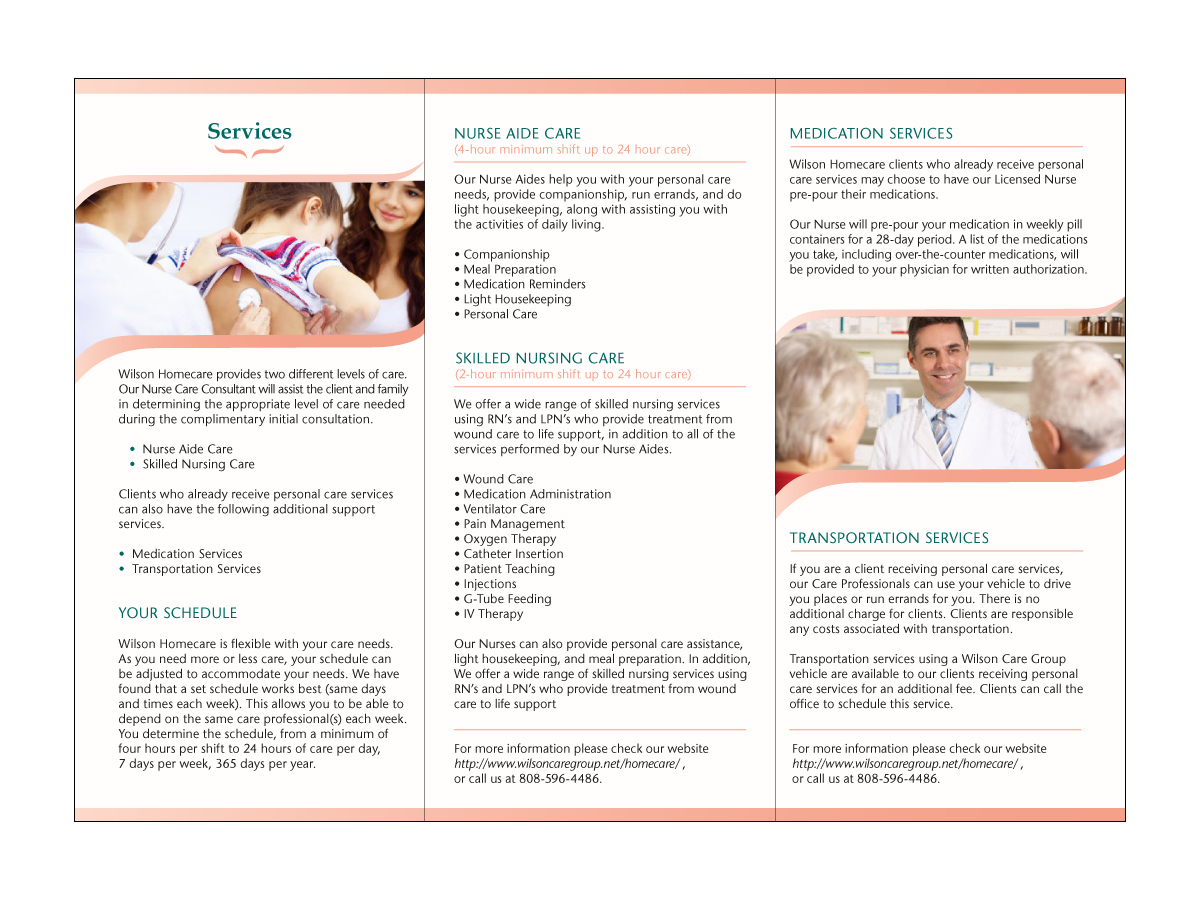 Brochure Design by shuuichi for Wilson Care Group | Design #1924703
