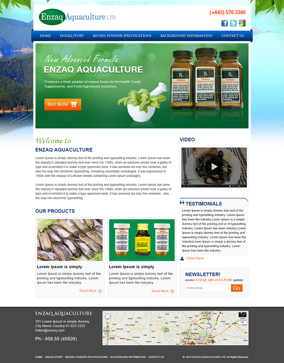 Web Design by Mayank Patel for Enzaq Aquaculture | Design #2024132