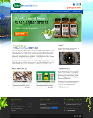 Web Design par Mayank Patel pour Enzaq Aquaculture | Design : #2028753