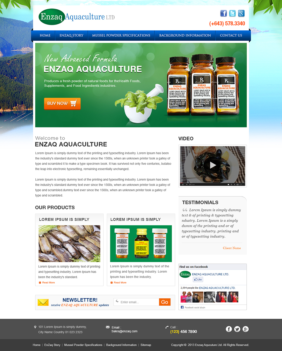 Web Design by Mayank Patel for Enzaq Aquaculture | Design #2032532