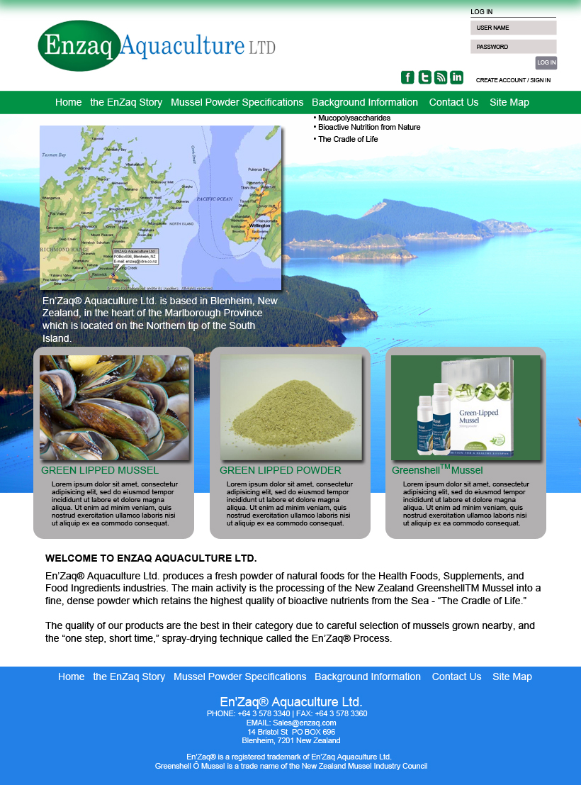 Web-Design von noelopan1955 für Enzaq Aquaculture | Design #1981453