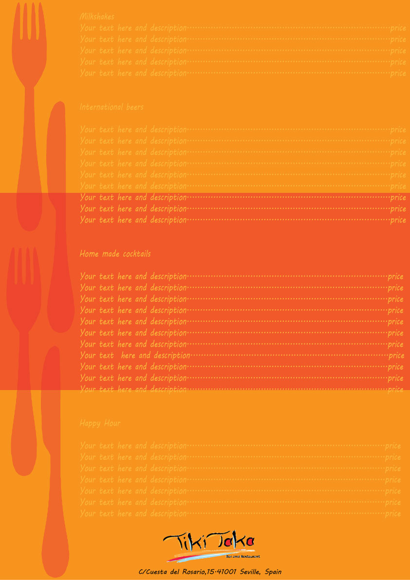 Menu Design by Peonie for TikiTakaBar | Design #1943908