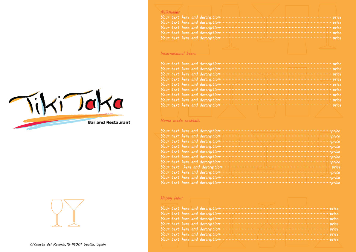 Menu Design by Peonie for TikiTakaBar | Design #1944222