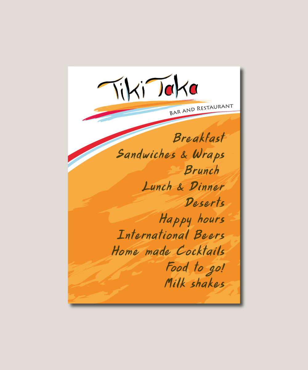 Menu Design by Sugar Vector Design for TikiTakaBar | Design #1934053