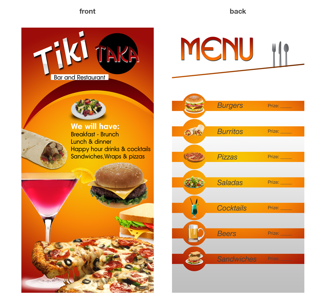 Menu Design by Mohsin MN for TikiTakaBar | Design #1918812