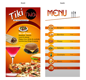 Menu Design by Mohsin MN for TikiTakaBar | Design: #1921545