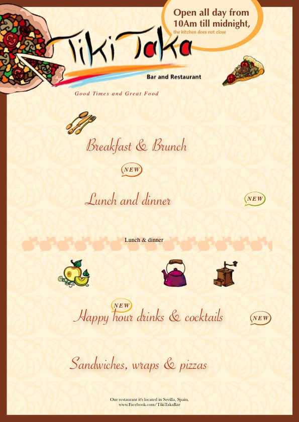 Design de Menu par dinesh pour TikiTakaBar | Design #1921855