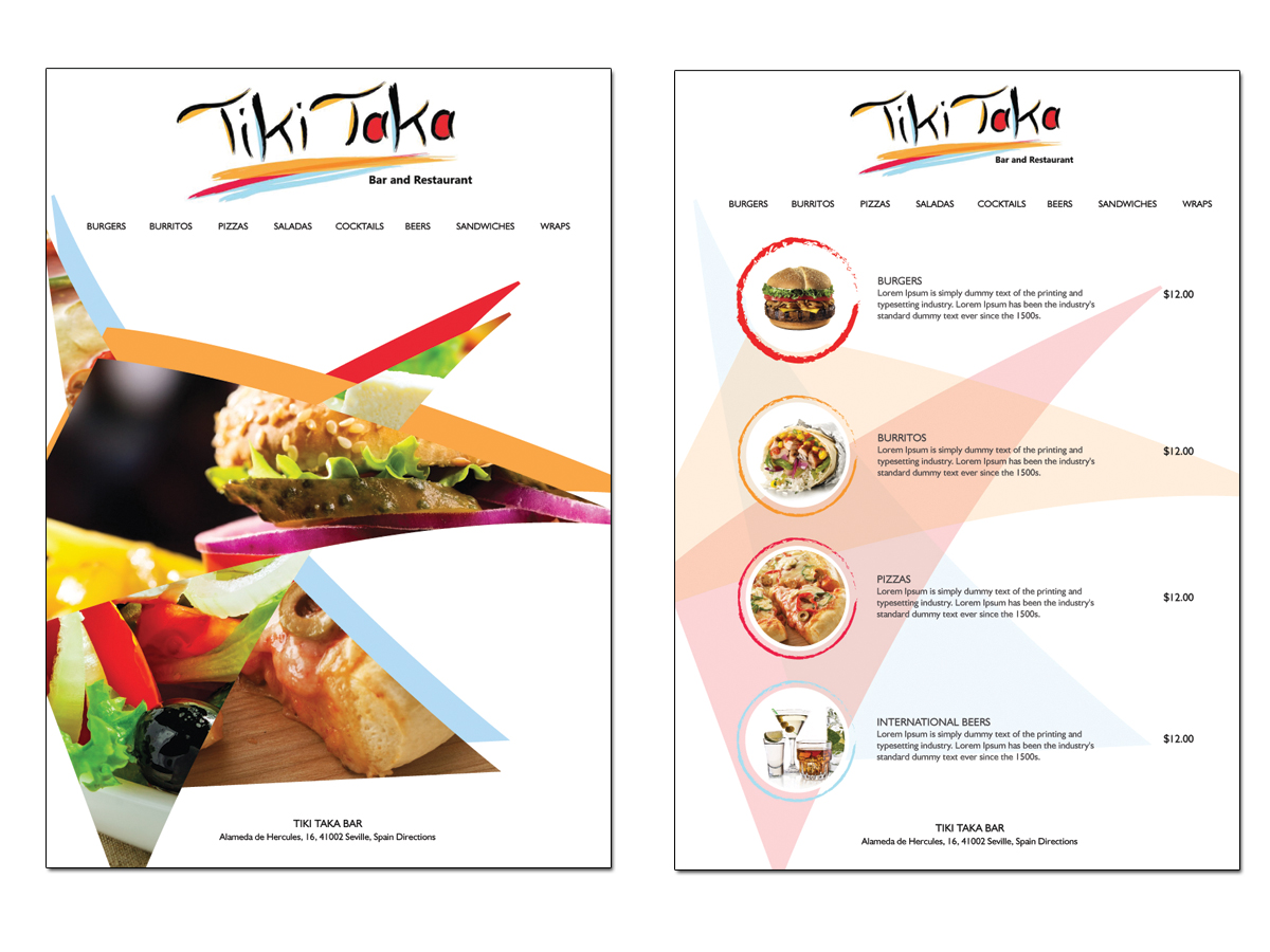 Diseño de Menú por roopaljain para TikiTakaBar | Diseño #1919341