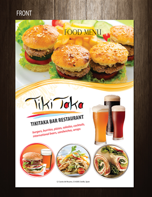 Menu Design by meet007 for TikiTakaBar | Design: #1935785