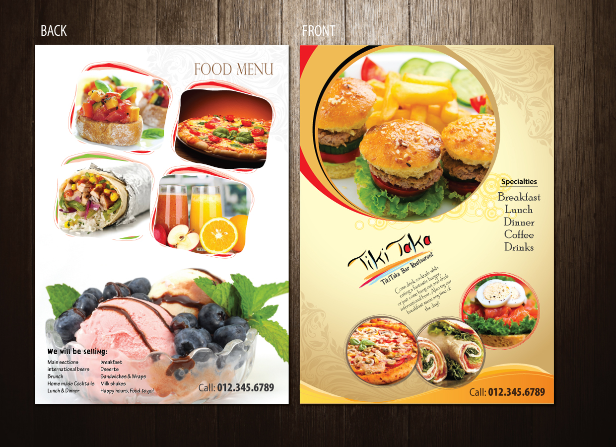 Diseño de Menú por meet007 para TikiTakaBar | Diseño #1937953
