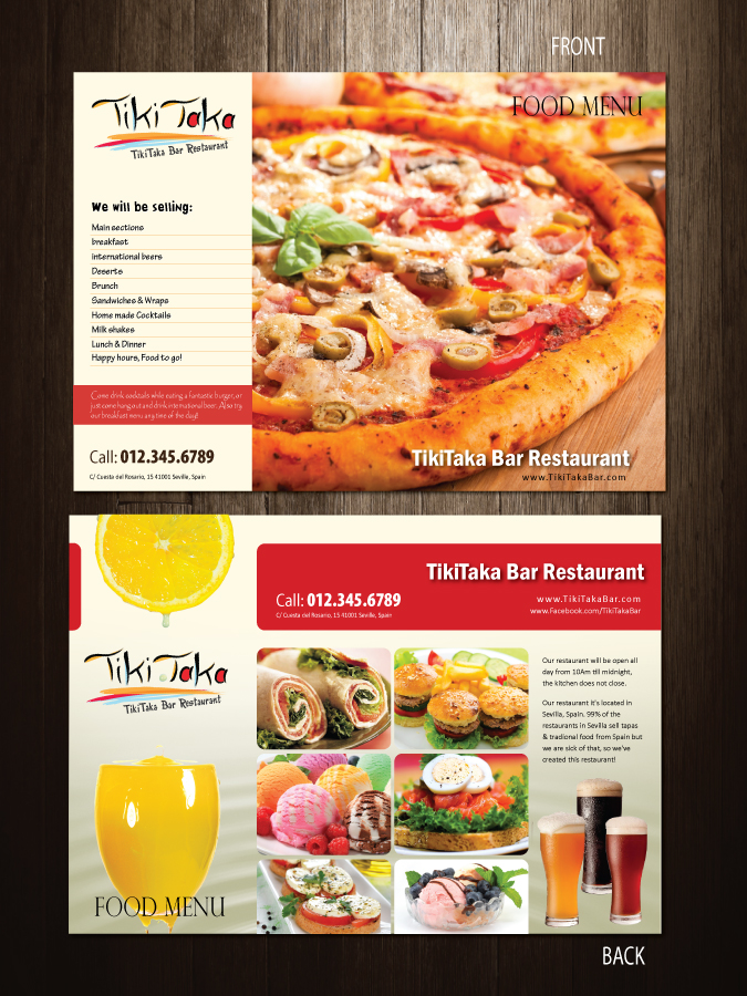 Menü-Design von meet007 für TikiTakaBar | Design #1938125