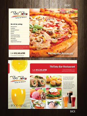 Menu Design by meet007 for TikiTakaBar | Design: #1938125
