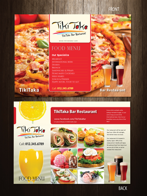 Menu Design by meet007 for TikiTakaBar | Design: #1938620