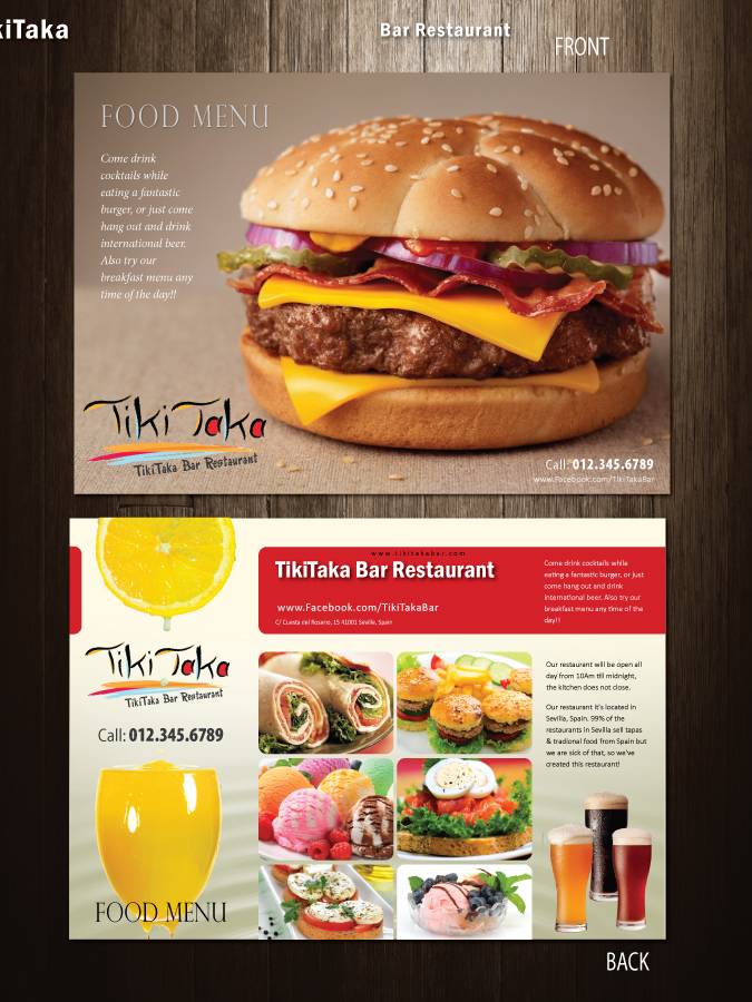 Diseño de Menú por meet007 para TikiTakaBar | Diseño #1938922