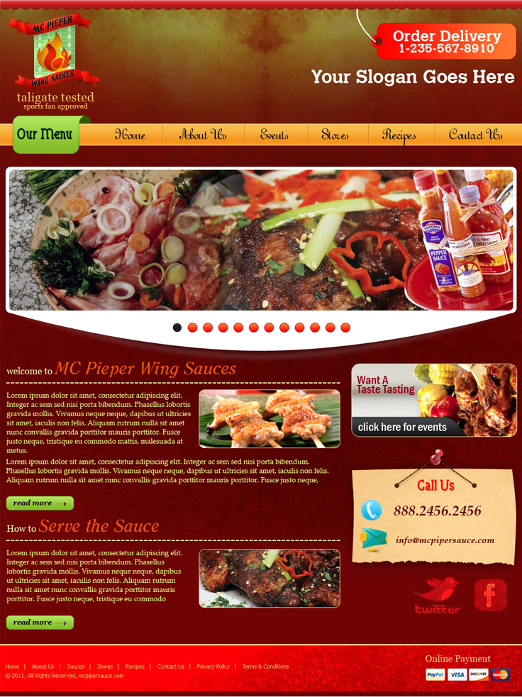 Web Design by Expert Designer for MCPieper Wing Sauces LLC | Design #399173