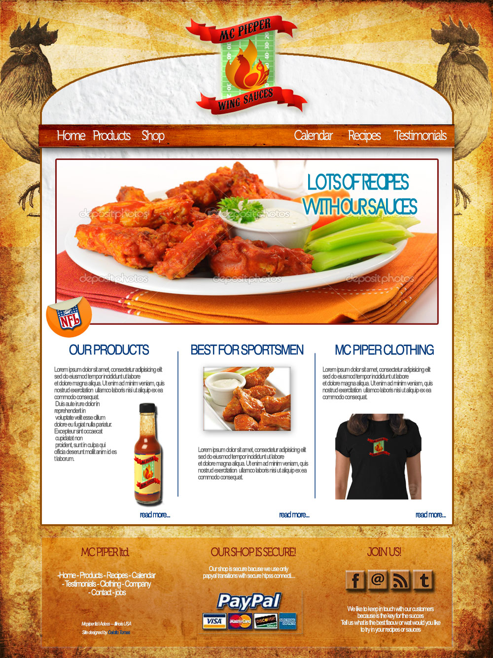 Web Design by Tomas Celotto for MCPieper Wing Sauces LLC | Design #396642