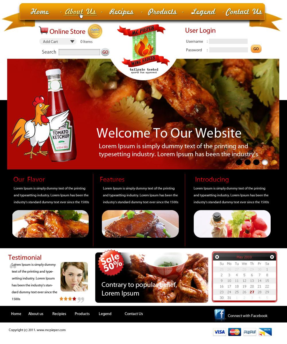 Web Design by pb for MCPieper Wing Sauces LLC | Design #392801