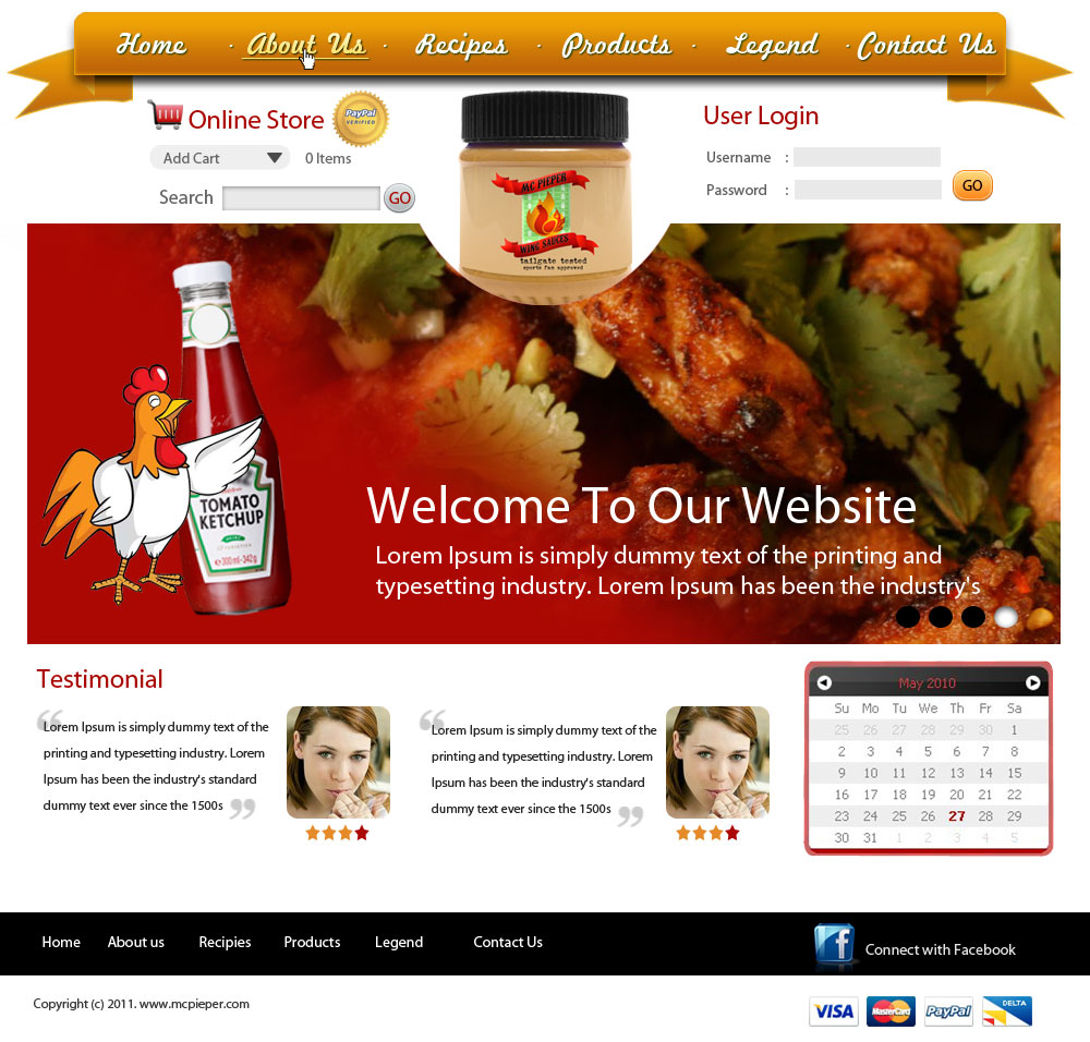 Web Design by pb for MCPieper Wing Sauces LLC | Design #396450