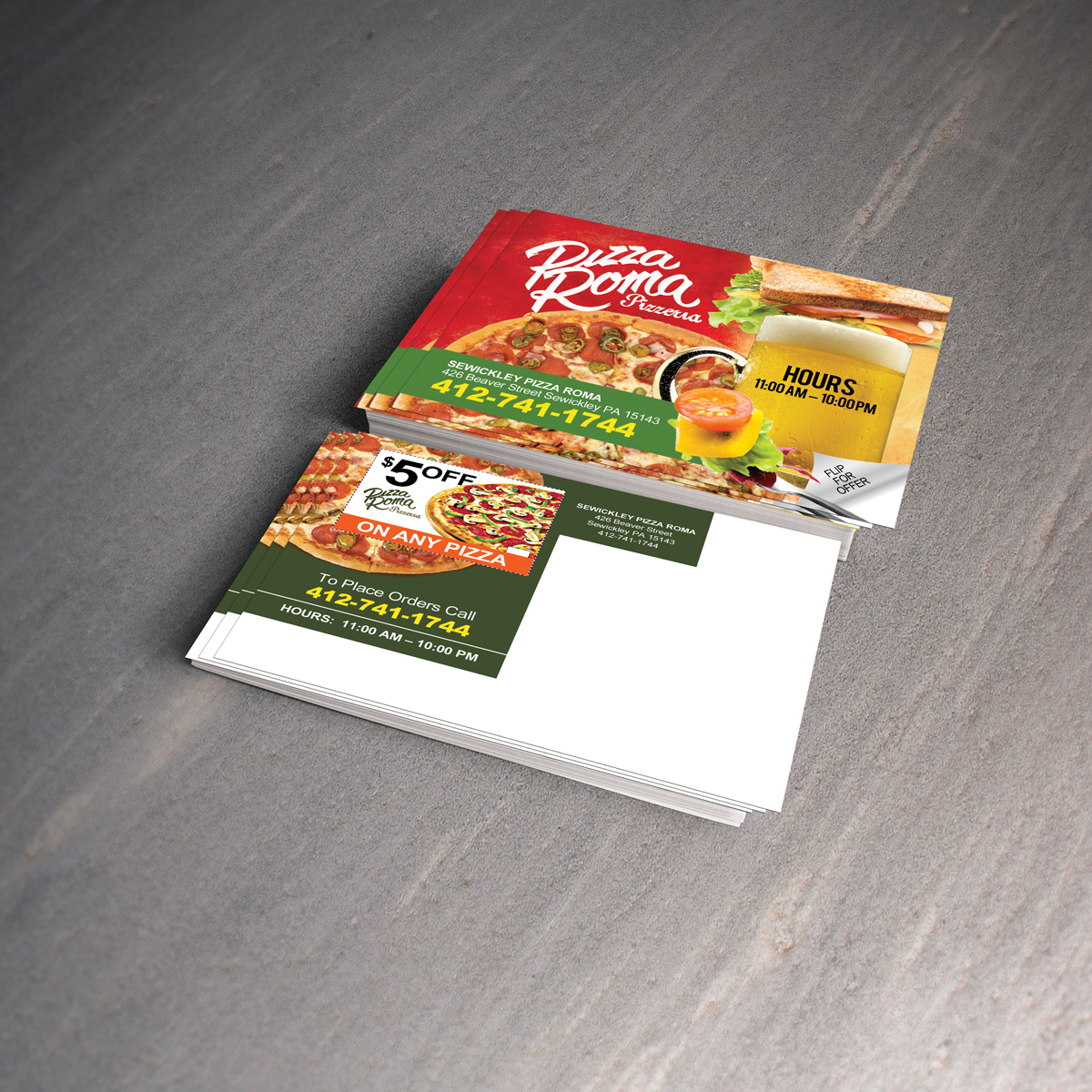 Design de Carte Postale par NatPearlDesigns pour Sewickley Pizza Roma | Design #7867273