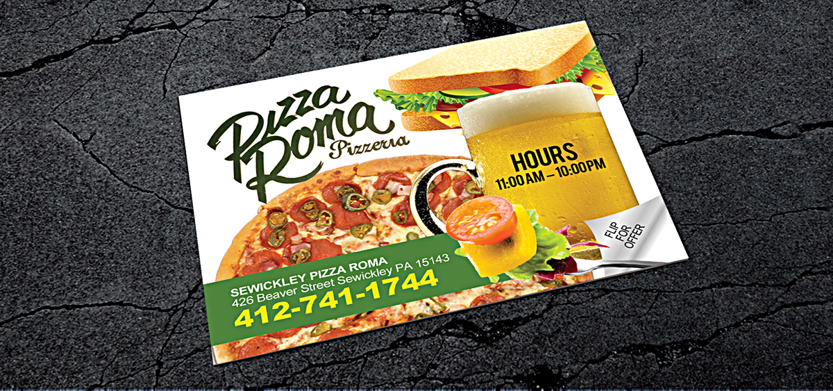 Postkarten-Design von NatPearlDesigns für Sewickley Pizza Roma | Design #7867288