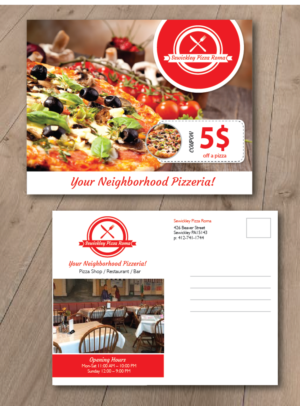 Postcard Design by alex989 for Sewickley Pizza Roma | Design: #7813418