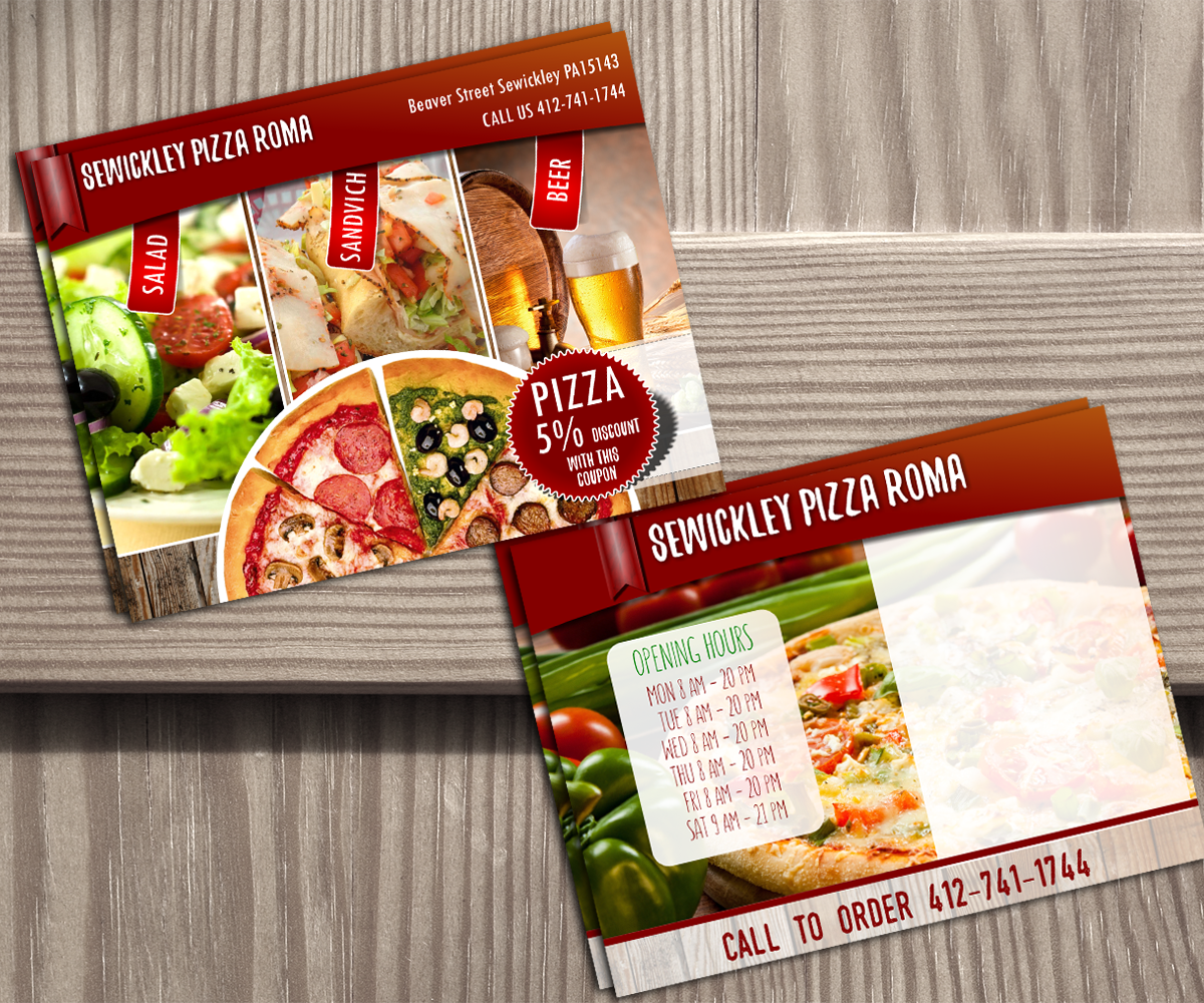 Postcard Design by elveneclipse for Sewickley Pizza Roma | Design #7834898