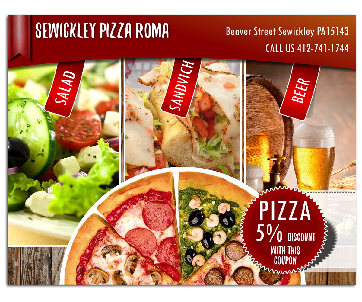 Postcard Design by elveneclipse for Sewickley Pizza Roma | Design #7834907