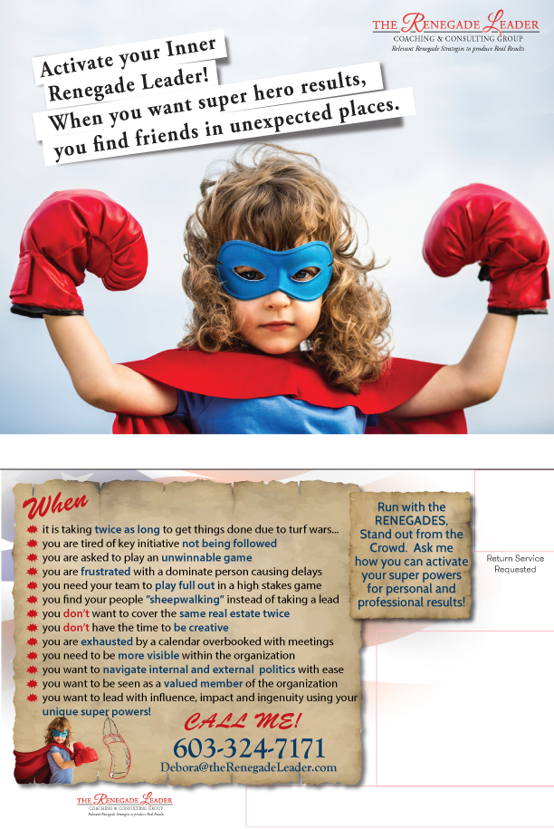 Postcard Design by TedAtkinson for The Renegade Leader Coaching and Consulting Group | Design #7800435