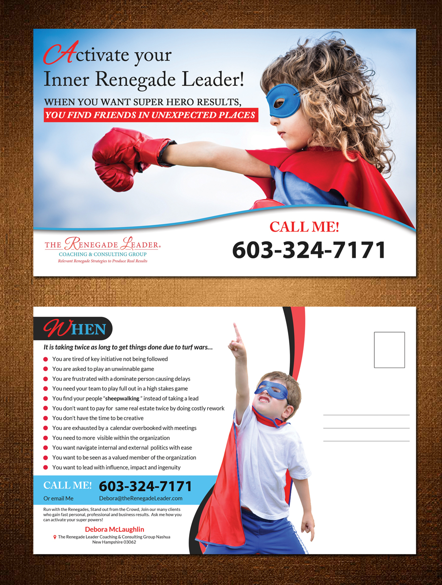 Postcard Design by debdesign for The Renegade Leader Coaching and Consulting Group | Design #7812505