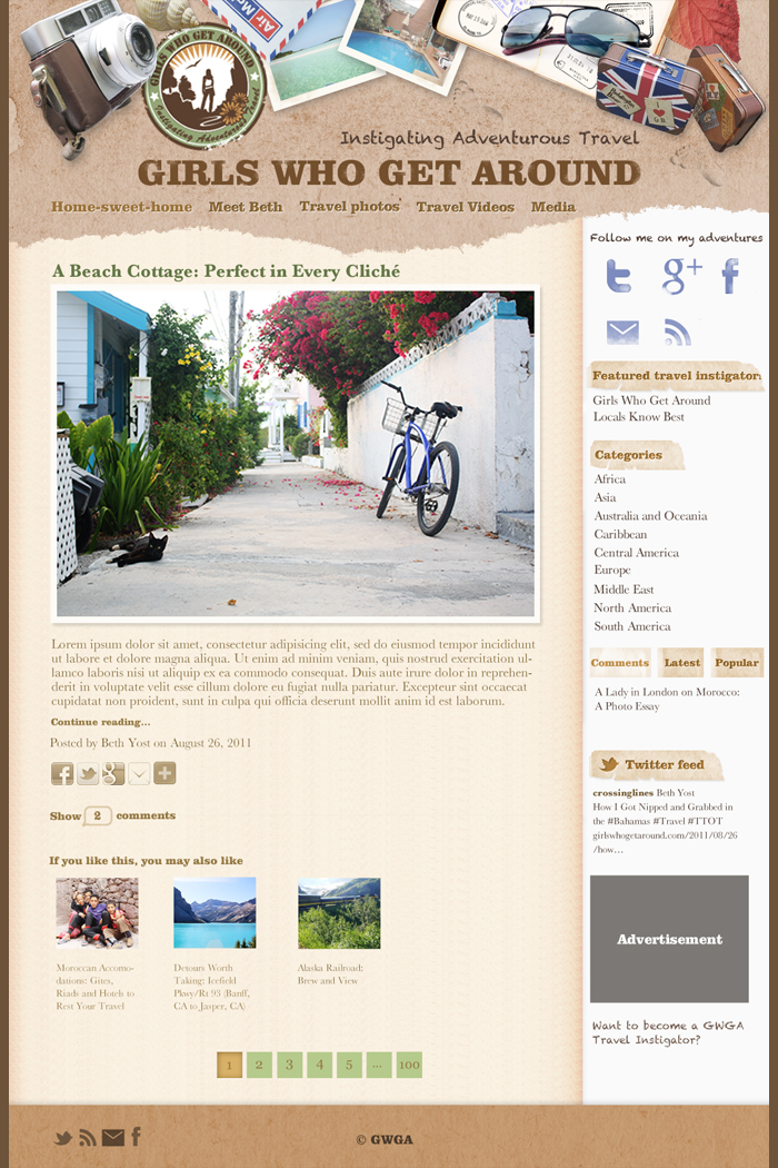 Wordpress Design by 31316 for Girls Who Get Around | Design #406639