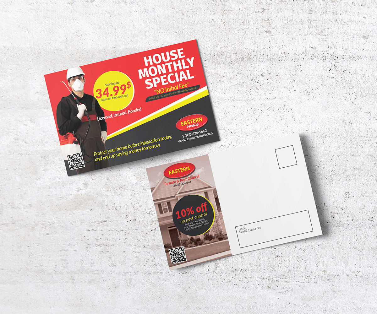 Postcard Design by Owtee-TheDreamer. for Eastern Termite & Pest Control | Design #7941926