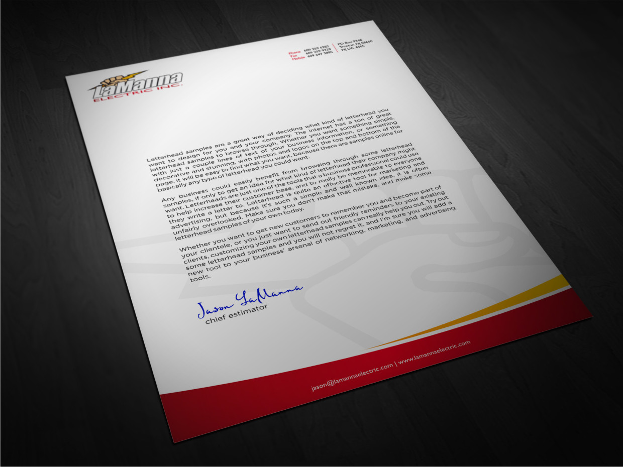 Stationery Design by Atvento Graphics for LaManna Electric, Inc. | Design: #1976322